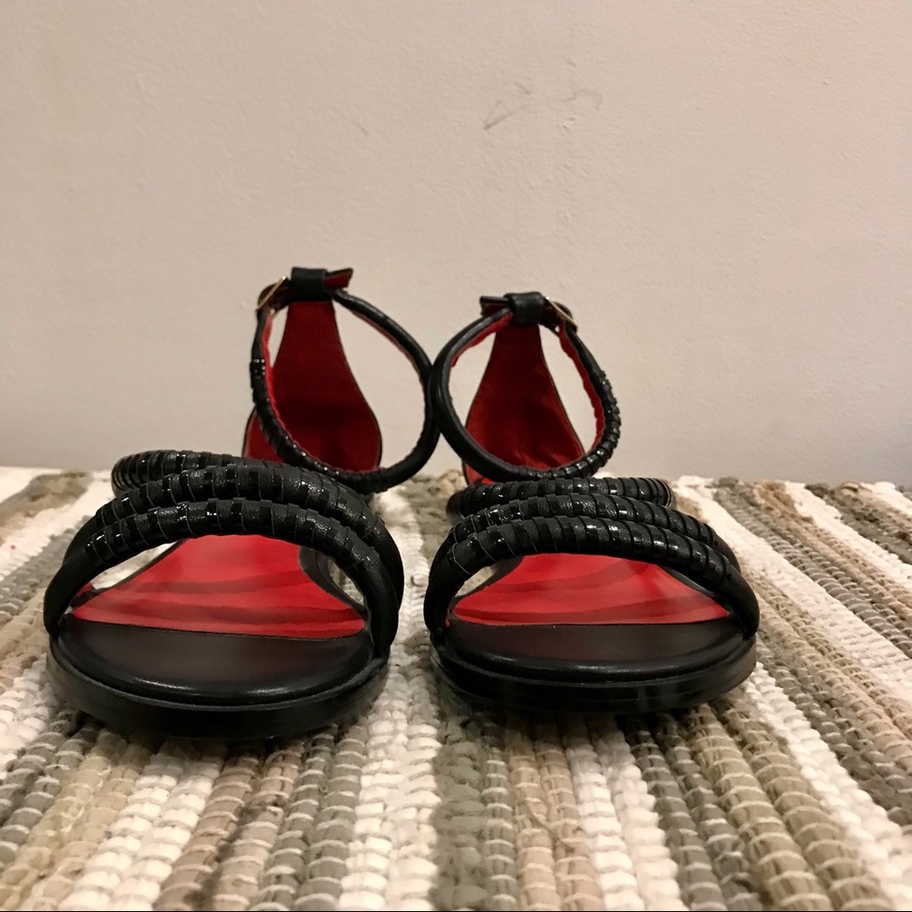 Charles Jourdan black leather ankle wrap sandals - Picture 10 of 15